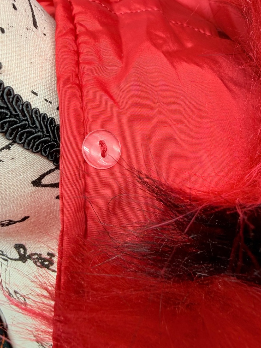 Red Puffer Coat with removable Faux Fur Trim - Women Top/bottom zip with pocket - Picture 15 of 17